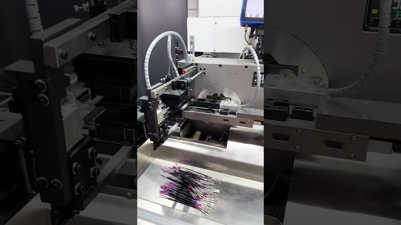 เครื่องจักรอัตโนมัติครบวงจรสำหรับตัด ปอก ดีบุก และย้ำสายไฟ #factory #machine