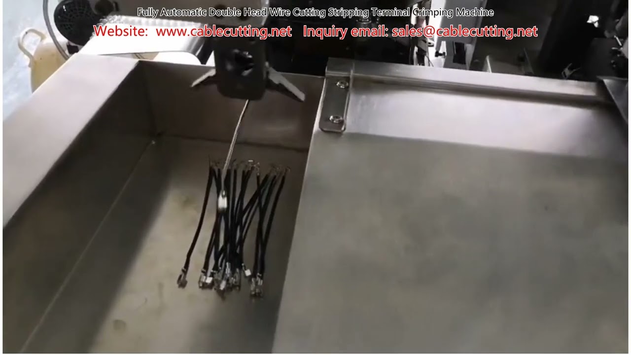 เครื่องตัดลวดและปอกสายไฟหัวคู่อัตโนมัติ พร้อมคริมป์ขั้วต่อ | เพิ่มความเร็วการผลิต