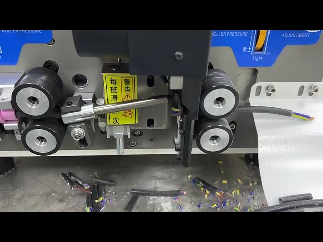 เครื่องปอกสายไฟอัตโนมัติ | เครื่องผลิตสายเคเบิลสำหรับตัดและปอก 8 เส้น