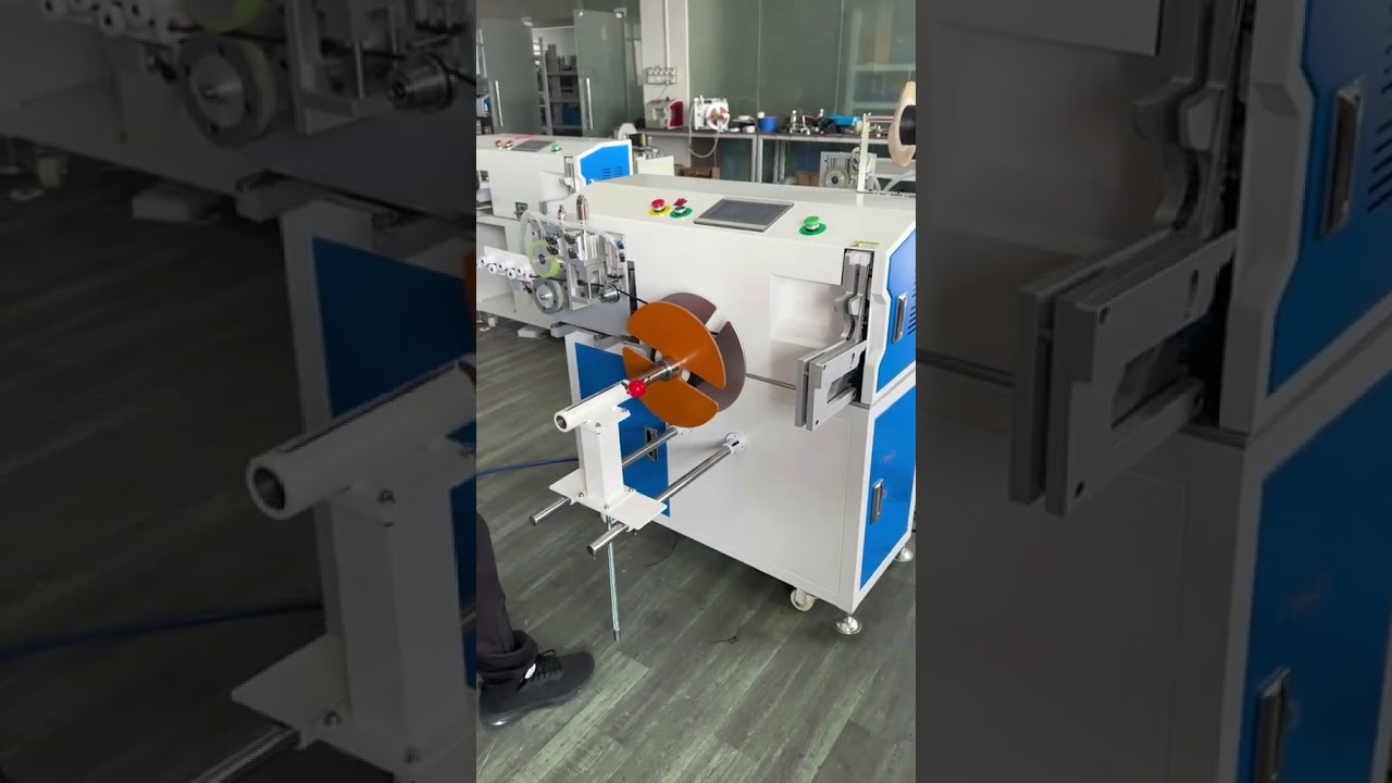 เครื่องม้วนสายไฟตั้งพื้น พันเรียบ วัดความยาวแม่นยำ ตัดเร็ว สะดวก