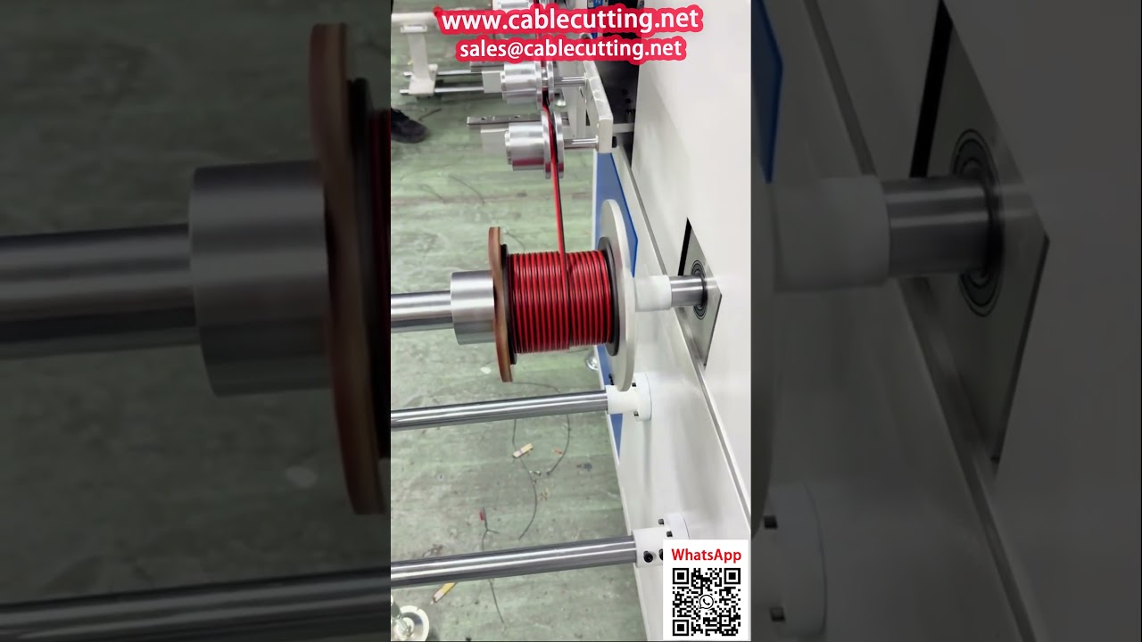 เครื่องม้วนสายอัตโนมัติ พร้อมระบบจัดตำแหน่งและนับจำนวน สำหรับสาย Audio/สายไฟ สีแดง-ดำ