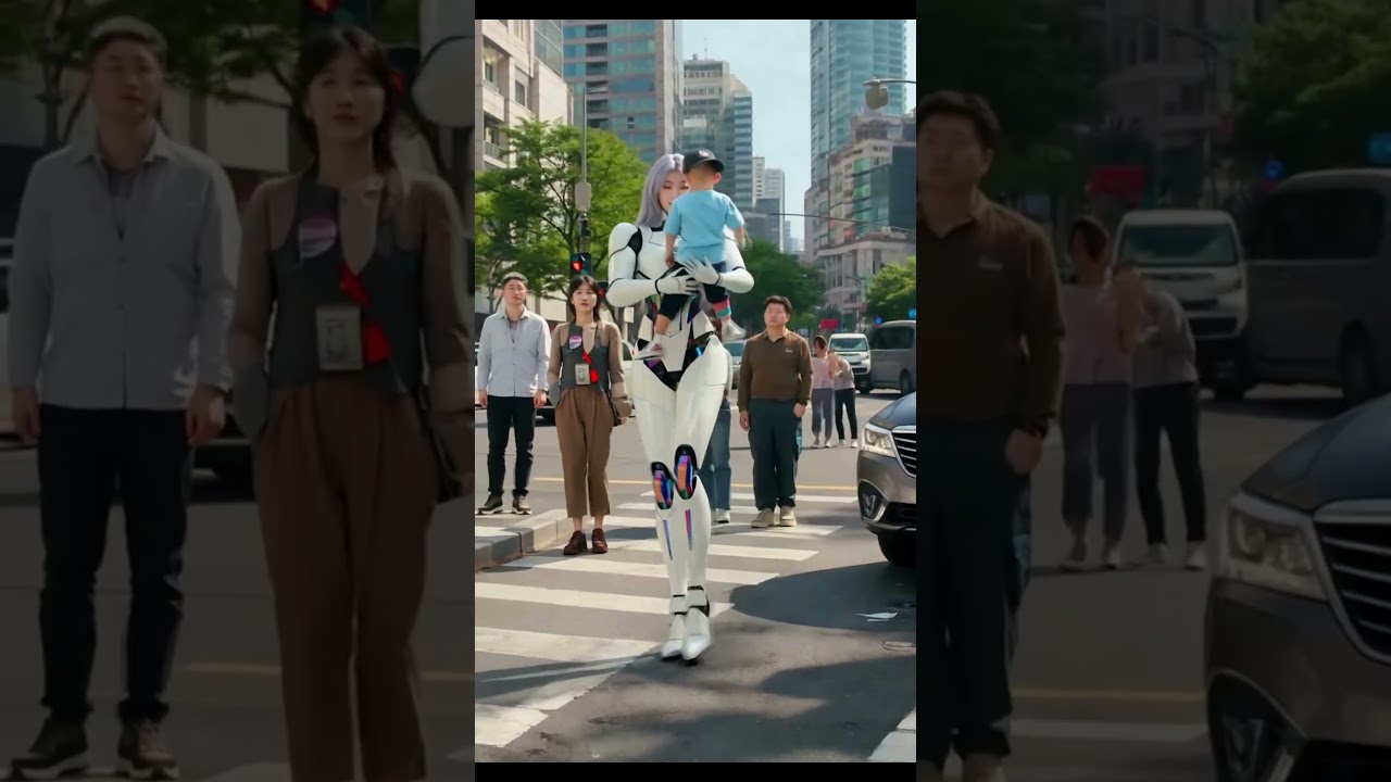 หุ่นยนต์ AI ปกป้องเด็กจากรถชน! #AI #หุ่นยนต์ #SciFi #เทคโนโลยีอนาคต #AIvideo #ฮีโร่